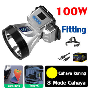 【Tidak bisa bersinar tidak butuh uang】30 hari tanpa pengisian daya 100Watt senter kepala led cas tahan Senter Berkemah Headlamp Outdoor Senter Super Terang Kepala Senter Kepala Super Terang Led SENTER KEPALA darurat stong light Headlamp berkemah