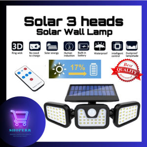 LED Solar Lamp Three Head Lights With Motion Detector Outdoor Wall Spotlight