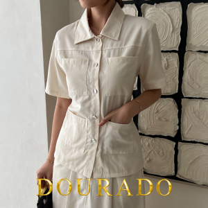 [Dourado] Gianne Denim Top  - Atasan Kemeja Denim Wanita Korea Kancing Casual Formal