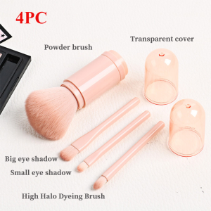4 in 1 Mini Makeup Brush Set: Blending Powder Eye Shadow Foundation Brush Portable Travel Cosmetics