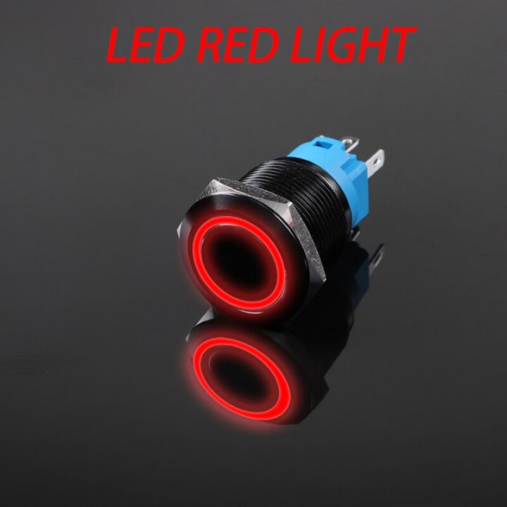Black Push Button Switch 12/16/19/22mm Waterproof illuminated Led Light