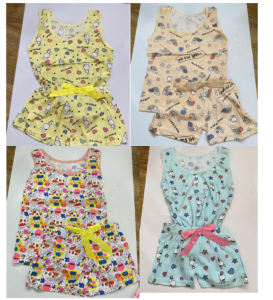 1Pair/Set Summer Newborn Baby Girl Clothes Set Short Sleeve Fruits Floral Bear Random Design Print Tops + Shorts Toddler Infant 2Pcs Children Tracksuit Outfits