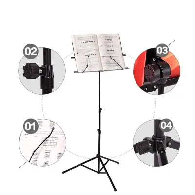 Small music stand portable foldable guitar music stand adjustable angle universal music stand