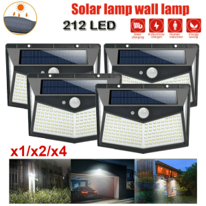 【Auto ON/OFF】Outdoor Solar Light 100/212/218LED Motion Sensor PIR Light Waterproof Garden Path Street Wall Lamp