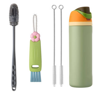 Straw Cleaner Brush for Owala FreeSip 24oz/32oz/40oz Silicone Long Handle Bottle Brush for Owala Water BottlePlus 3 in 1 Cup Lid Cleaning Brush
