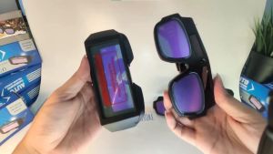 KACAMATA LAS OTOMATIS GELAP Kacamata Welding Glasses Auto Darkness Helm Las Anti Radiasi Tenaga Surya
