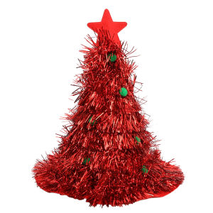 Christmas Tree Shape Sequin Rain Silk Christmas Hat Decor Christmas Holiday Party Santa Hat Girls Kids DIY Gift New Year Decoration