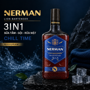 NERMAN Bộ Sữa Tắm Gội Nam 3in1 Nerman Lion Bartender 600gram