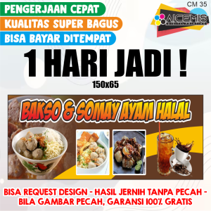 1 HARI JADI Cetak Spanduk / Sepanduk / Banner UNTUK keperluan Jualan Dagang TOKO WARUNG kantor sekolah Counter Pulsa promosi advertising MURAH BERKUALITAS 1 HARI JADI - desain bisa request / Spanduk warung / banner jajanan / kedai jajan cm 35