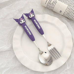 Sanrio Shock-resistant Cute Spoon Fork Set Household Spoon High-value Eating Tableware Baby Likes New Products