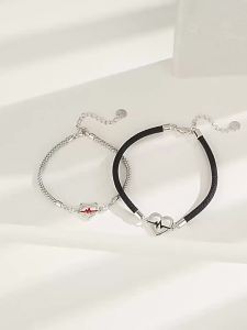 Heartbeat Signal Couple Bracelet for Men and Women Niche Luxury Fashion Personalized Heartbeat Signal Rope Bracelet Long-Distance Relationship Gift for Girlfriend