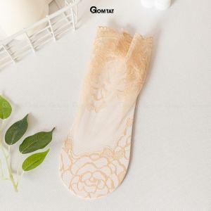Vớ nữ cổ ngắn phối ren GOMTAT cao cấp tất ren nữ đế cotton mềm mịn thoáng khí khử mùi cho chân - D16-A070-1DOI