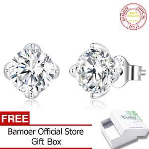BAMOER 100% 925 Sterling Silver Moissanite Stud Earrings for Women Wedding Gift Top Quality Dazzling Earrings Fine Jewelry MSE001