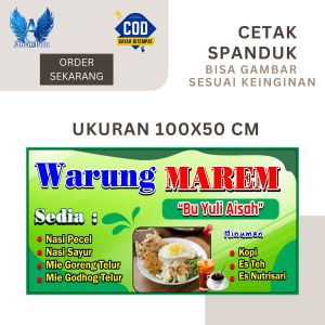 Cetak Spanduk Banner WARUNG NASI PINGGIRAN Ukuran 100x50 Costom Desain