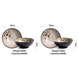 OMK Japanese Retro Style Stoneware Dinnerware Set Dinner Plate Deep Dish Bowl Home Ceramic Tableware
