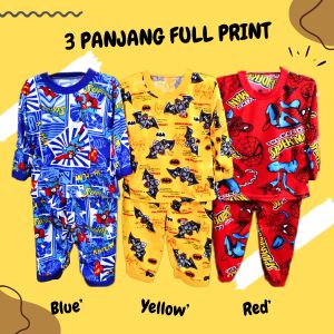 [PROMO 3 PCS] BAJU SETELAN PANJANG PRINT SUPER HERO BAJU HARIAN ANAK BAJU SETELAN ANAK OBLONG HARIAN