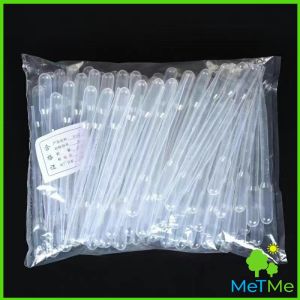 MetMe หลอดหยดสี พลาสติก แบบใช้แล้วทิ้ง 100 ชิ้น 1ml 2ml 3ml 5ml การใช้งานอเนกประสงค์ plastic dropper