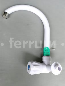 [ FERRUM ] Kran Cuci Piring Keran Dapur Keran Angsa PVC Soligen Bulat W2 Putih Dan Hitam