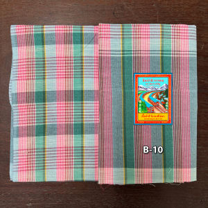 ผ้าขาวม้าบ้านไร่ ลงแป้ง รุ่นดังเดิม "เย็บริม" ขนาดมาตรฐาน 80X190 ซม. ตรารถไฟคู่ ราชบุรี (B06-B10)