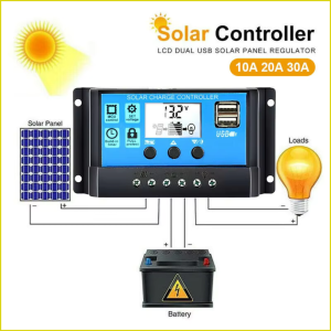 BARU Taffware Solar Charger Controller Regulator LCD Dual USB 10A 12V 24V - W88-A