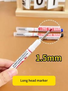 10PC Long Head Marker Pen 4 Colors Multi-purpose Waterproof Pen Bathroom Woodworking Decoration Deep Hole Markers Pens