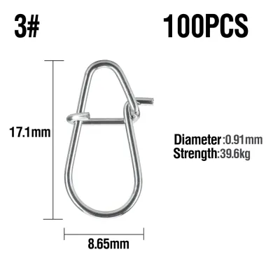 100Pcs Fishing Lure Connector 10-39.6Kg High Strength Snap Stainless Steel Fishing Accesories 00#-3# Buckle For Saltwater