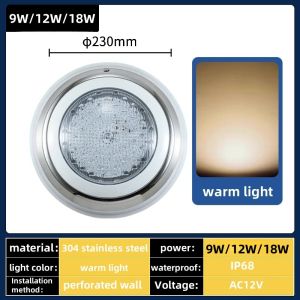 【 Free Ship 】Emauxi RGB Underwater Swimming Pool Light Stainless Steel AC12V IP68 Waterproof Fountain Decoration