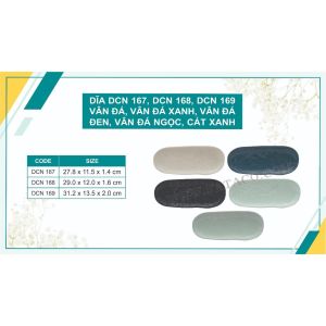 Dĩa chứ nhật nhựa melamine vân đá xanh / đen / kem / ngọc / cát xanh trưng bài thức ăn nhiều size - DCN167