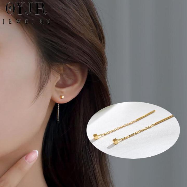 OYJR Anting Telinga Panjang Titanium Asli Ori Subang Anti Karat Perempuan Korean Earrings for Women