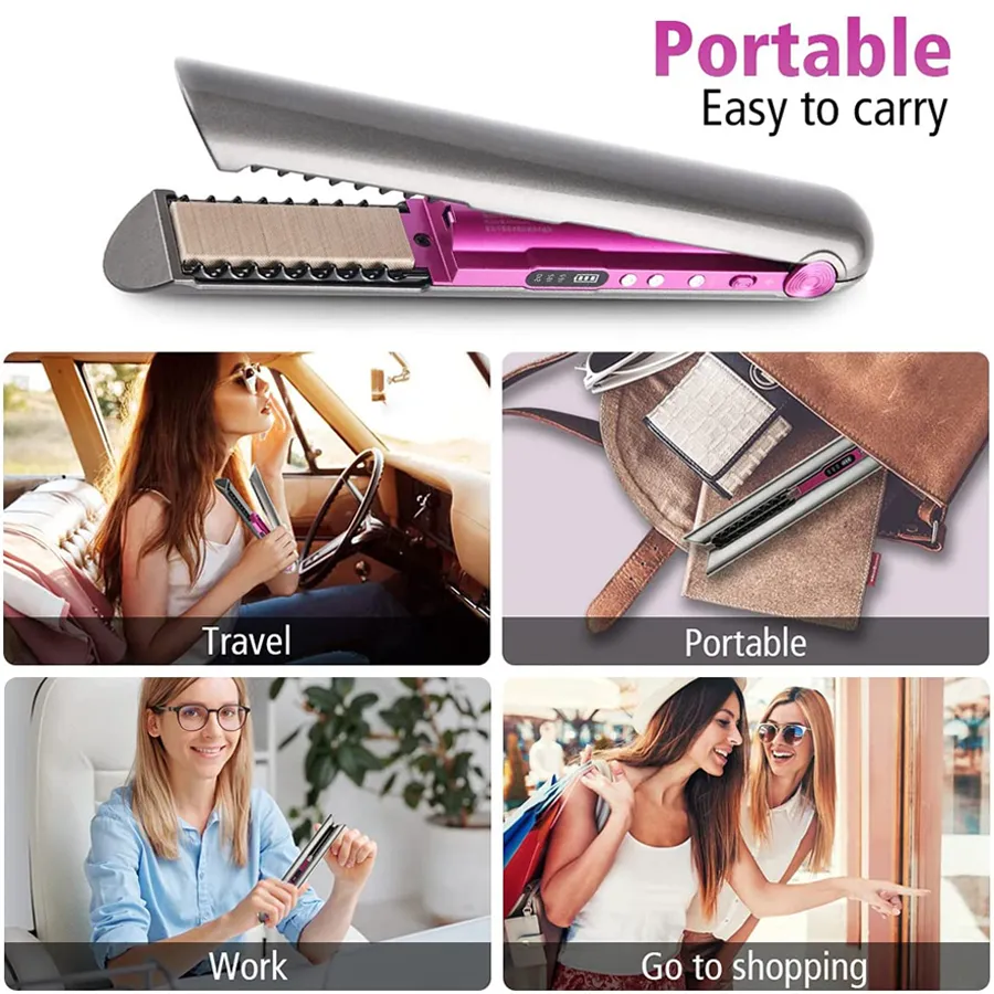 Pritech TA 2888 Wireless Rechargeable Hair Straightener Curler - Main Image