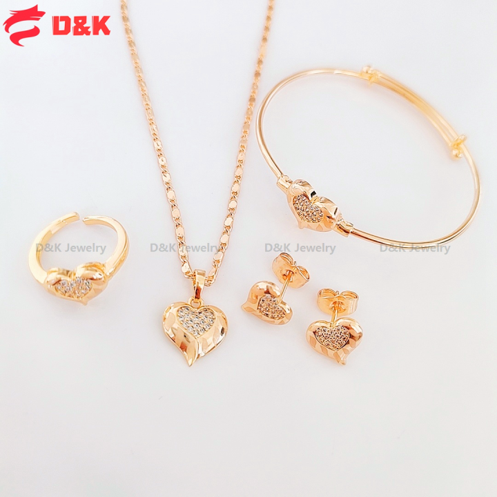 24k bangkok gold necklace set for kids adjustable ring