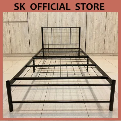 Black Single Metal Bed Frame/ Bedroom Double Bed / Katil Besi Bujang Frame/Single Size Bed/ Foldable/ Bedroom Furniture/ Heavy Duty/katil murah student