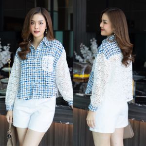 Cutie Minute อก ฟรีไซส์ 42" เสื้อผ้าทวีดเกรดพรีเมี่ยม แต่งแขนและหลังด้วยผ้าลูกไม้ เสื้อทรงเชิ้ตใส่ง่ายสไตล์เข้าได้กับทุกชุด เสื้อเก๋มากๆค่ะ