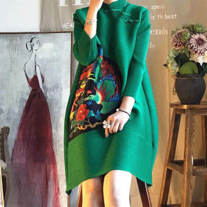 [NOVA quality] Miyake pleated Chinese style improved version of cheongsam pleated dress ❤ new spring slim and loose plus size dress