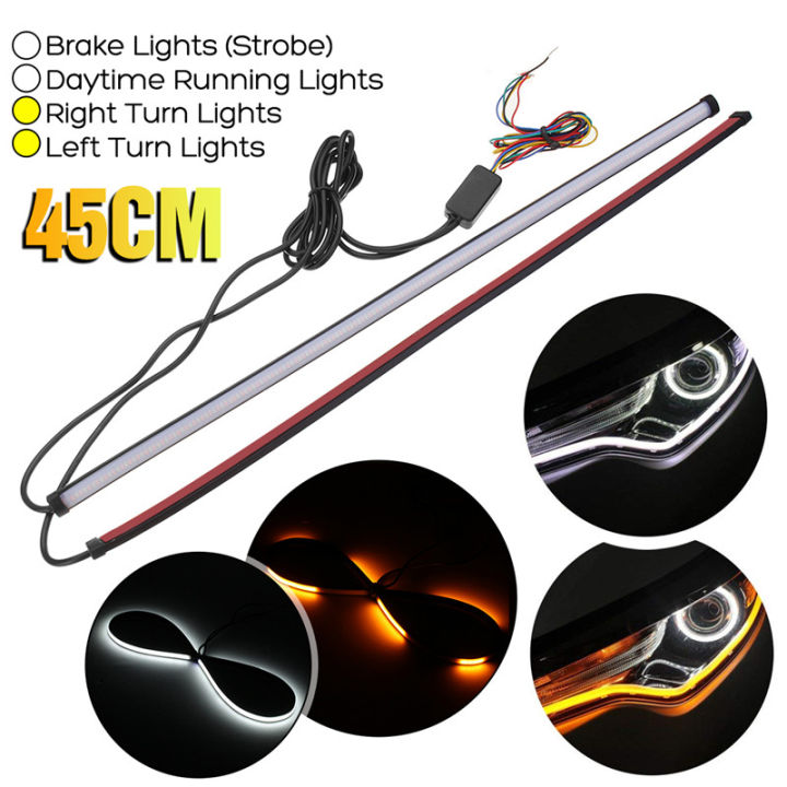 2PCS With running water Twotone White light yellow light Fog light Daytime running light Medium
