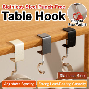 ✨Stainless Steel Strong Bearing Desk Edge Hook Up/Heavy Duty No Drilling Hook Up/Removable Table Hook Up/Wall Mounted Hook Up - Stainless Steel Desk Edge Hook Up