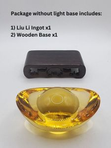(SG Seller Ready Stocks) Glazed Glass (Liu Li) Golden Ingot Display Ornament Width 7.7+cm 琉璃黄金元宝摆件 宽7.7+厘米