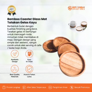 Tatakan Gelas Bahan Kayu Bambu Glass Mat Bamboo Coaster Diameter 8.5 cm