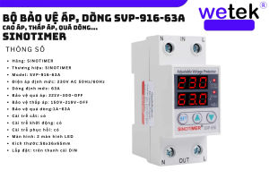 Relay  bảo vệ điện áp 220V 63A  cao áp thấp áp mất trung tínhquá dòng Sinotimer SVP-916-63A LED hiện dòng