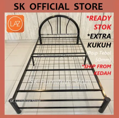 EXTRA STRONG / KUKUH Single Metal Bed Frame / Katil Besi Bujang Frame/Single Size Bed/ Foldable/ Bedroom Furniture/ Heavy Duty/katil murah student asrama