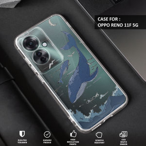 Case OPPO RENO 11 F 5G Motif PAUS OCEAN Clear Softcase Bening Tebal Casing Hp RENO11 F 11F CK