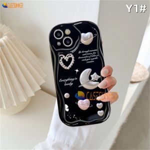 (Lokal Ready) CASESUMMER Casing hp Realme C53 C55 C33 C31 C30 C35 C21Y C25Y C11 C20 C15 C12 C25S Realme 10 5 5i 6i C3 8 7 6Pro C2 8i 7i C17 A1K Garis Sederhana Bunga 3D Bergelombang Melengkung Tepi Glossy Love Hati Bulan Bintang Soft Cover