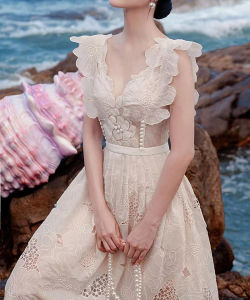 RYRYSTYLE Summer Tea Break First Love Long Dress Purple Heavy Industry Embroidery Dress 9846-1