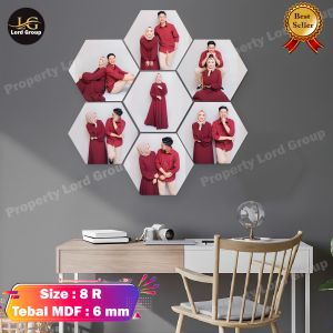 Cetak Foto Hexagonal MDF 20cm – Hiasan Dinding Aesthetic – Wall Decor Custom – Tanpa Paku – Glossy Laminasi