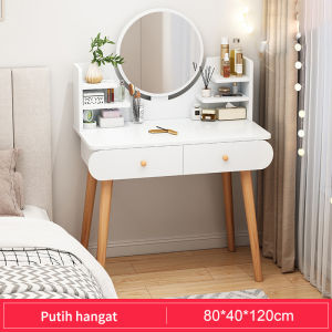 Epic Finds Meja rias kaca lampu LED Panjang 80-100cm Rak kosmetik  Meja Rias Putih  Meja Minimalis (Ganti Baru Jika Rusak di Jalan)