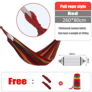 Canvas Hammock Portable Durable Comfortable Woven Nylon Rainbow Swing Hammock Outdoor Camping Hammocks Picnic 吊床