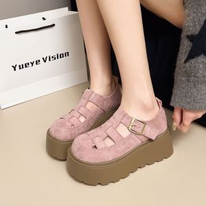 [Free Shipping] New Summer Collection: Ultra-Thick-Soled Hollowed-Out Loafers With Breathable Soft Soles For Comfortable Wear Small-Sized Roman Sandals For Women