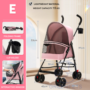 Greenpets Pet Stroller Cat Wagon Dog Stroller Foldable 4 Wheel Outdoor Travel Foldable Detachable integrated Lightweight Blue Gray Pink