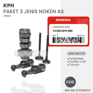 KPH PAKET NOKEN AS KARISMA / HEMAT 3 JENIS NOKEN + KLEP PAYUNG + PELATUK / KHARISMA / SUPRA X 125 / HONDA KIRANA / CHAMSHAFT ASSY NOKEN AS KPJ / KLEP SET / PELATUK SUPRA 125