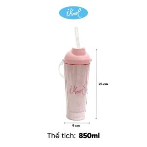 💥 Bình nước thể thao iKool 850ml Tân Lập Thành bình nước nhựa cao cấp có quai xách ống hút tiện dụng 💥